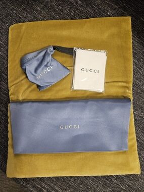 Gucci Blue Satin Sunglasses Dust Bags with Gold Logo